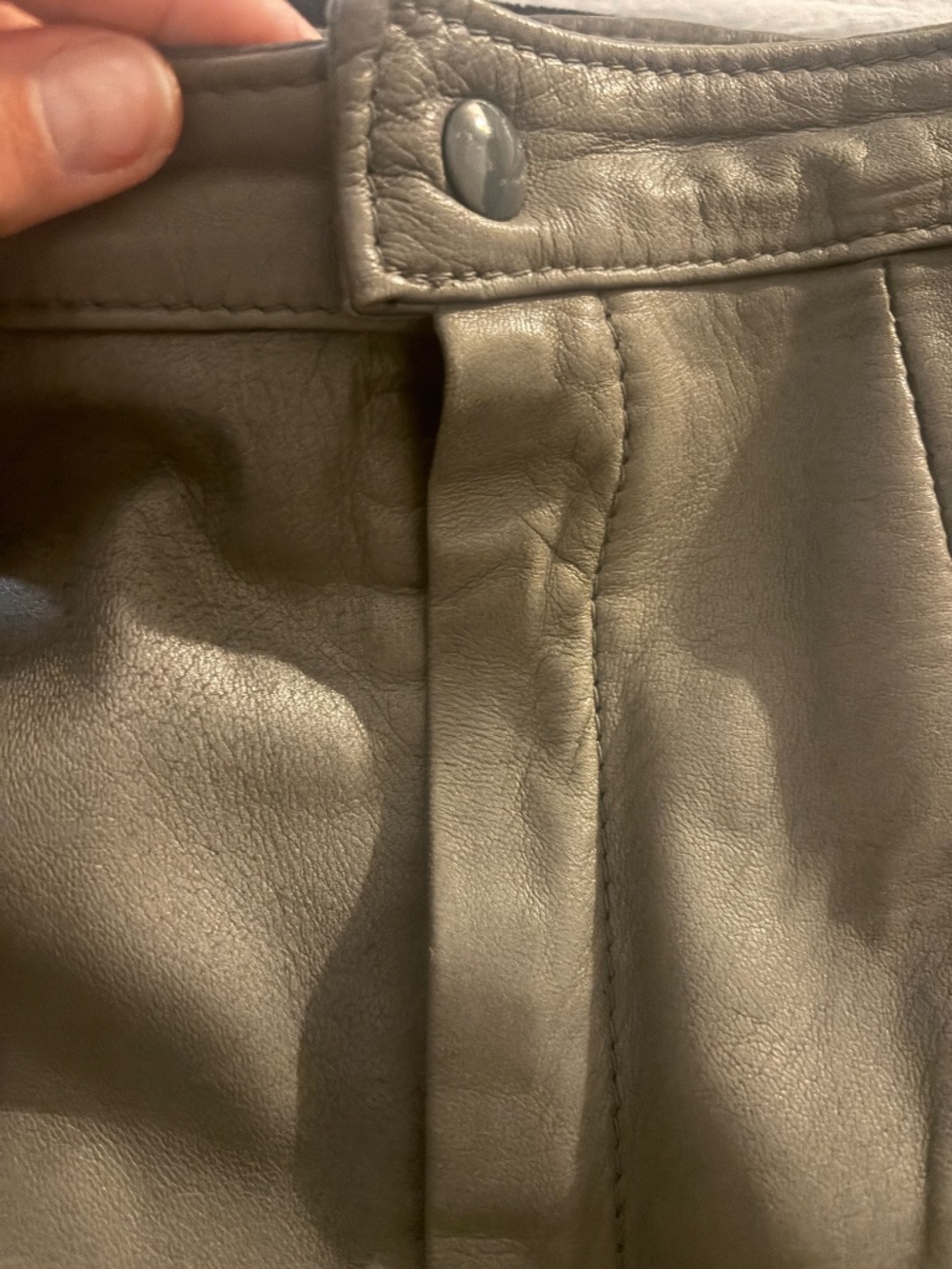 Vintage Perfect Leather Goods LTD Grey Leather Pants Size 5/6 - Picture 4 of 6